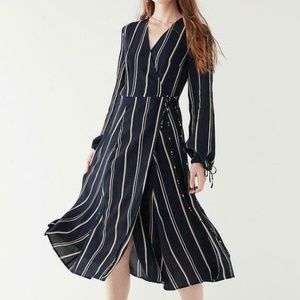 UO Audrey Long-Sleeve Wrap Midi Dress